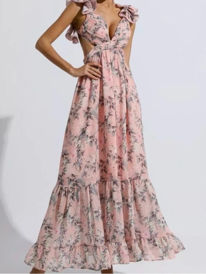 Sunfere Pink Maxi Dress. Large